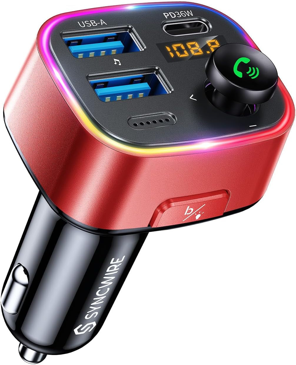 Professional title: " Bluetooth 5.3 FM Transmitter with Dual USB Ports for Car - Hands-Free Calling, Wireless Music Player, 48W Max Output, Supports up to 64G Drive - Black"