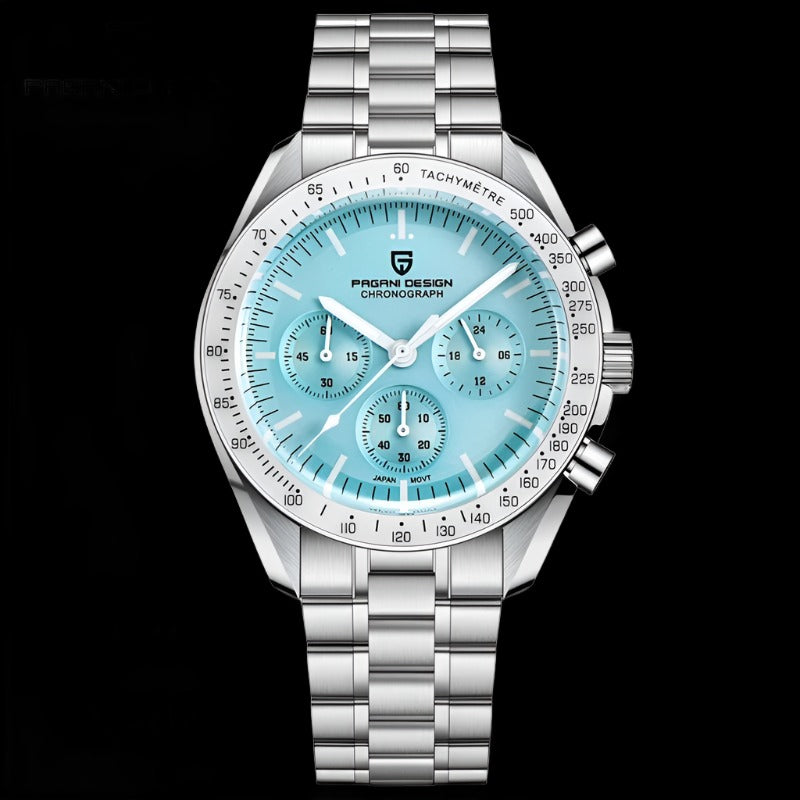 Mens Luxury Quartz Chronograph Watch Auto Date and AR Sapphire Mirror Dial