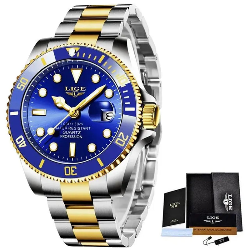 Luxury Diver Watch for Men with Date Display, 30ATM Water Resistance, and Quartz Movement