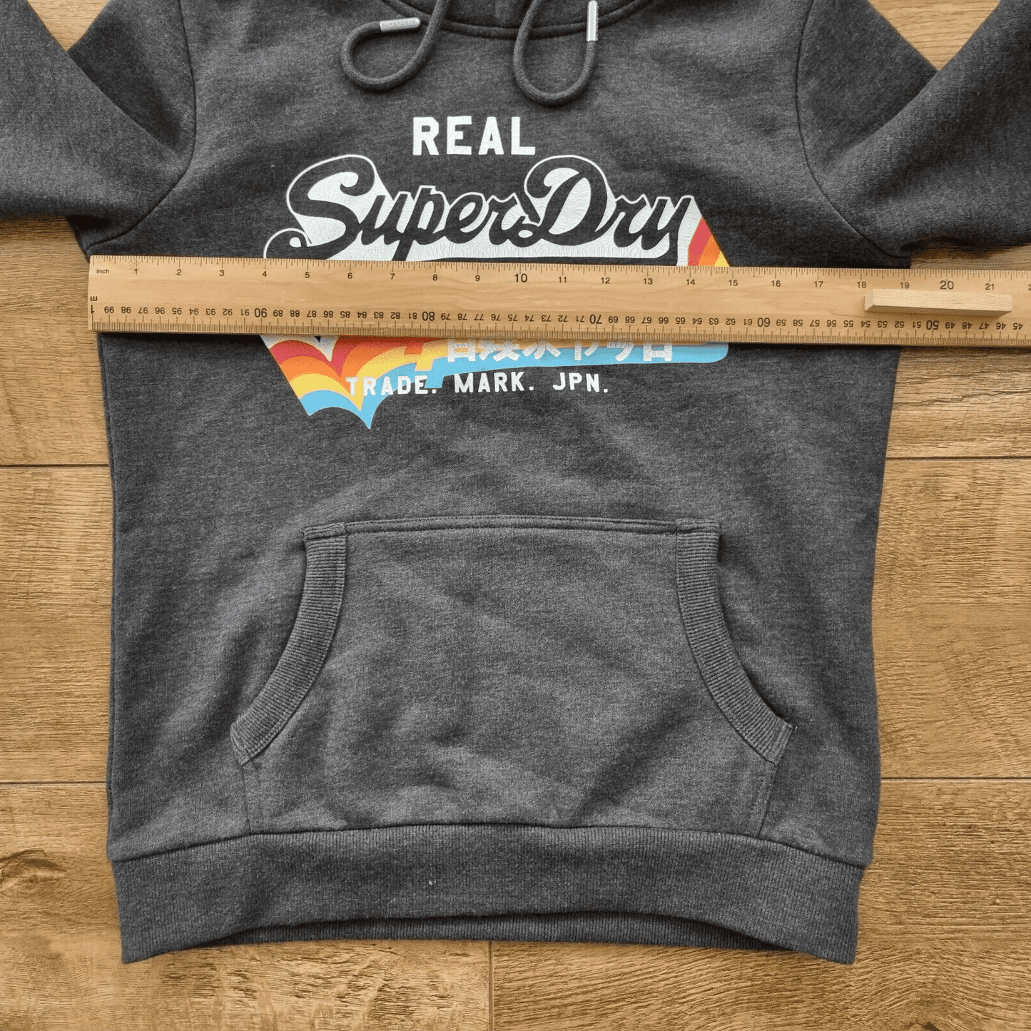 Womens Superdry Real Graphic Hoodie Jumper Grey Cotton