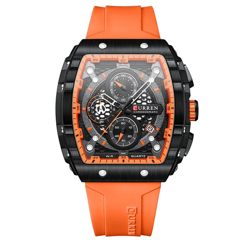 Mens Watch Square Quartz Waterproof Luminous Chronograph Date 