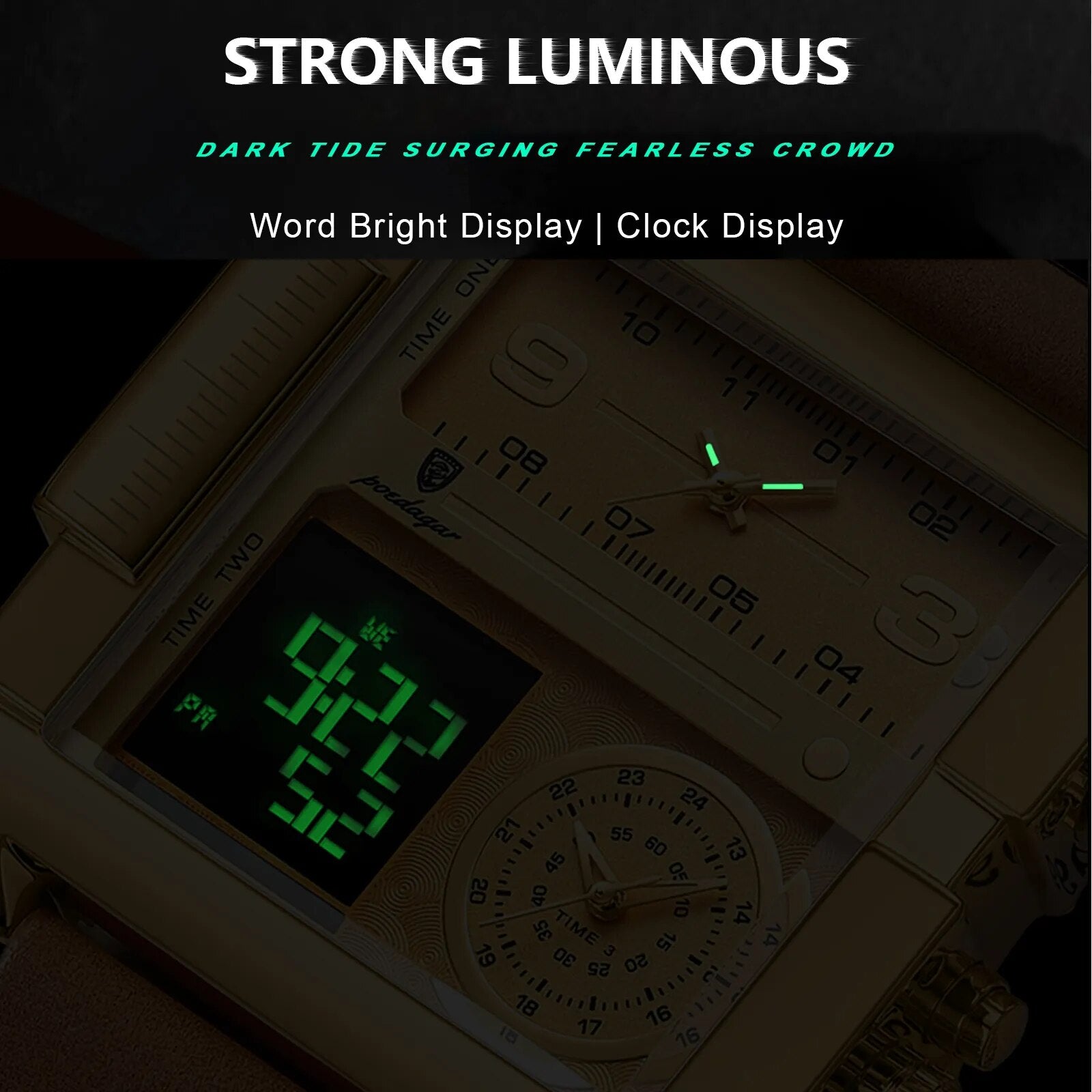 Mens Wristwatch Rectangle Waterproof Luminous Day Week Wtch Digital Multifunction