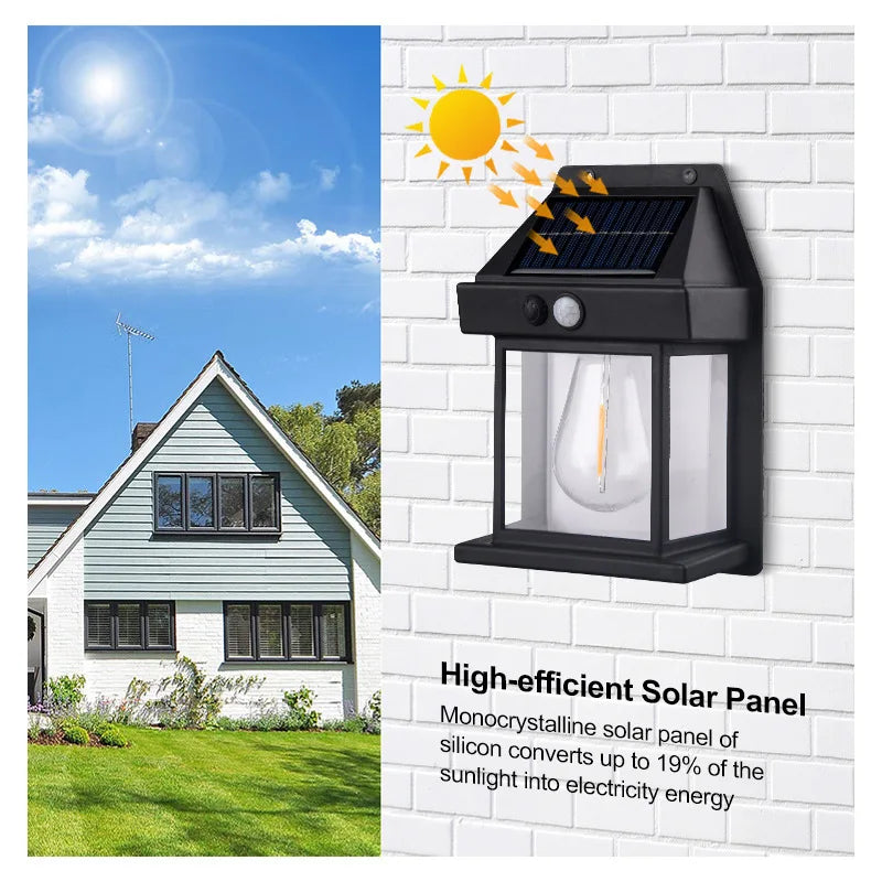 Solar Wall Lamp Outdoor Waterproof Intelligent Induction Tungsten Filament Lamp