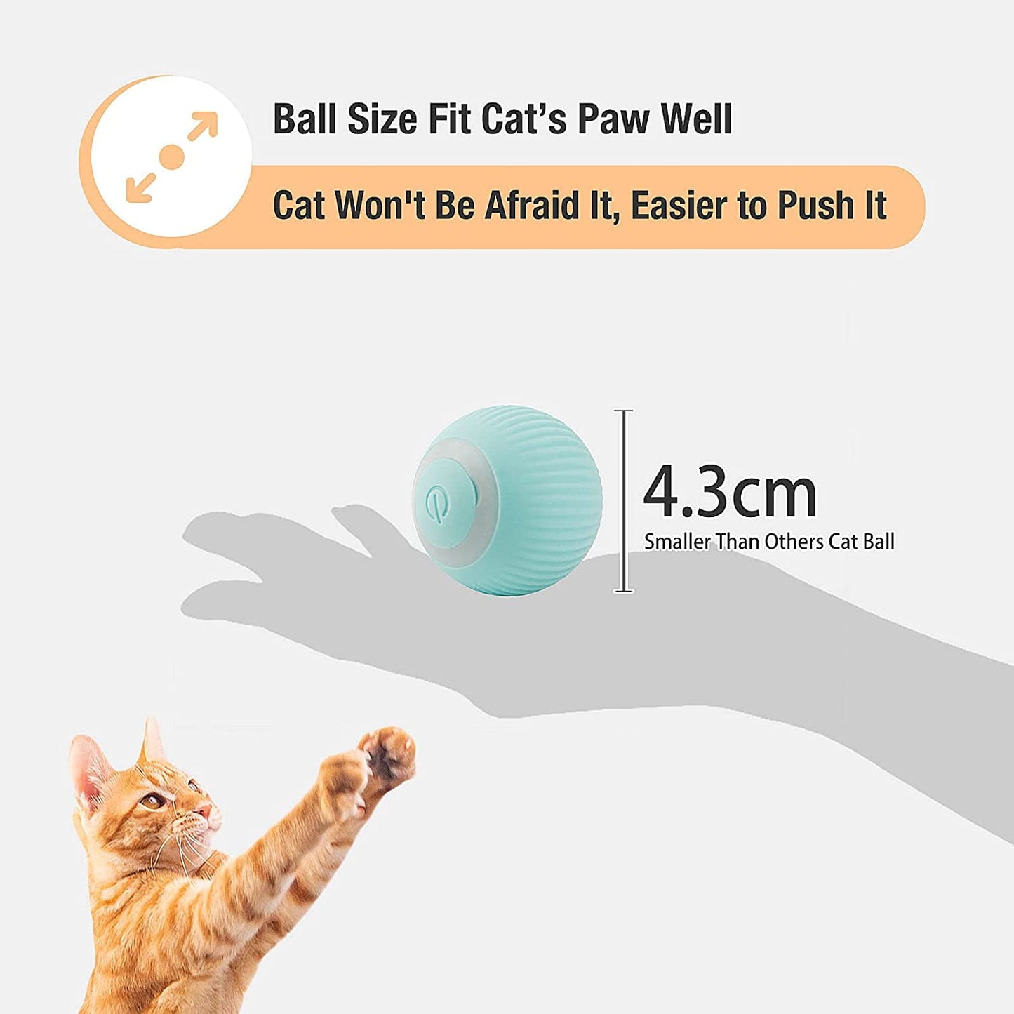 Cat Toy Electric Cat Ball with LED Light Automatic 360 Degree Rollball Interactive Cat Toy USB Rechargeable for Cats (Blue)