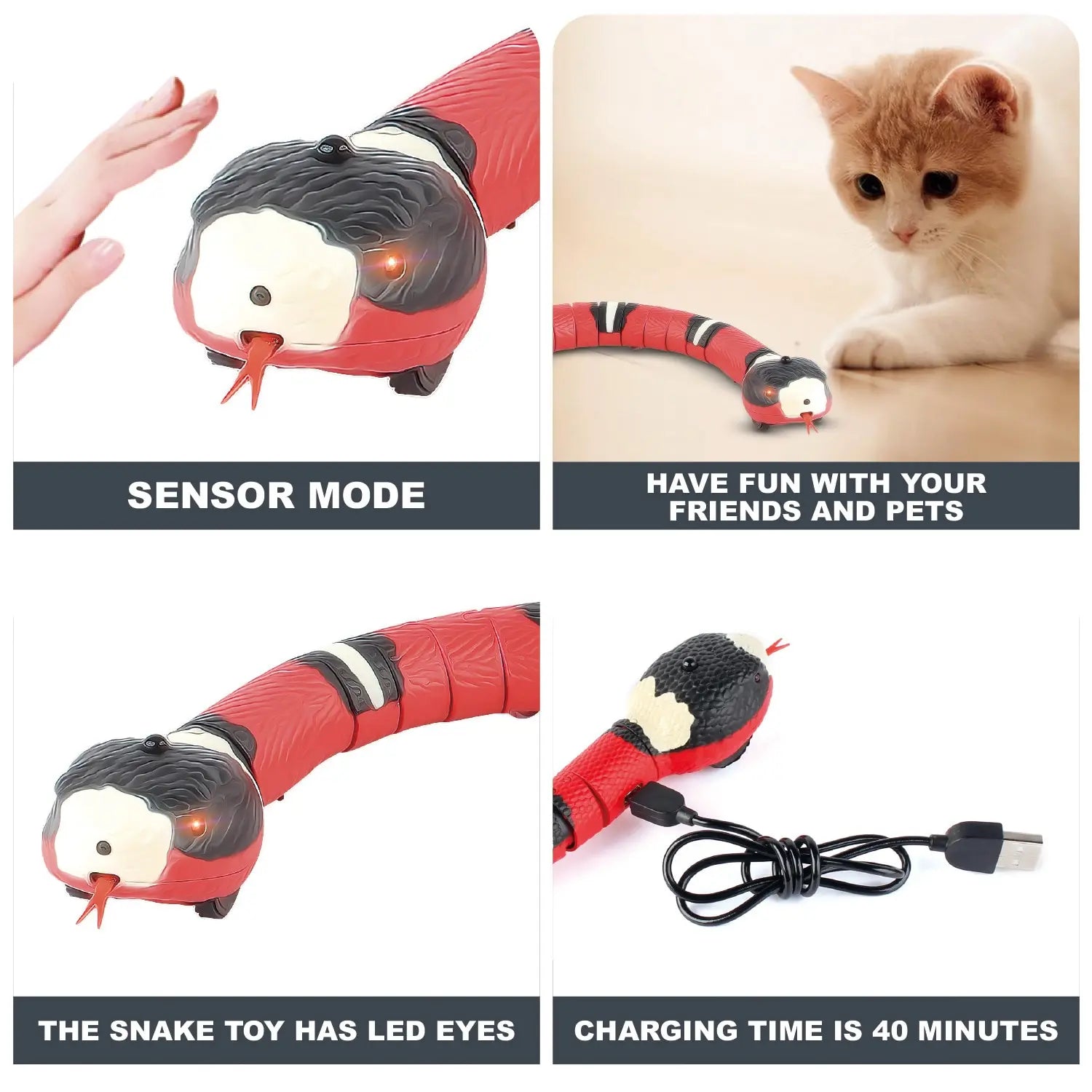 Smart Sensing Cat Toy Interactive Automatic Eletronic Snake Cat Teaser