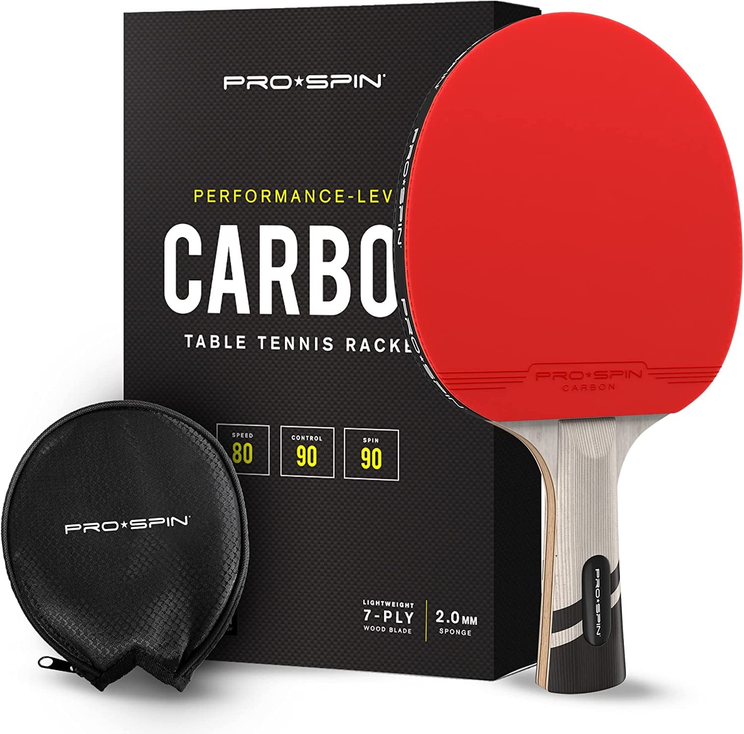 Professional Table Tennis Bat with Advanced Carbon Fibre Technology for Enhanced Control, Spin, and Power | High-Performance Ping Pong Paddle | Includes Premium Rubber Protector