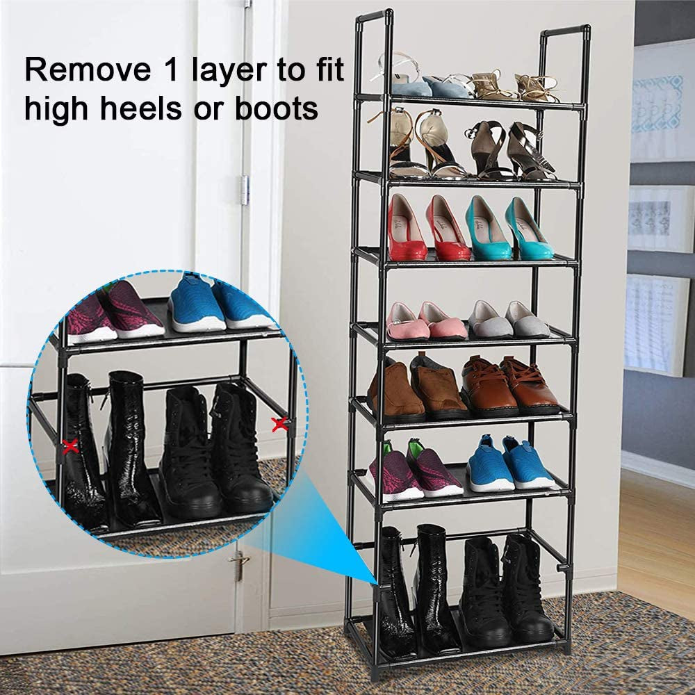 8-Tier Shoe Rack Organizer for 16-20 Pairs of Shoes - Versatile and Narrow Shoe Shelf Organiser"