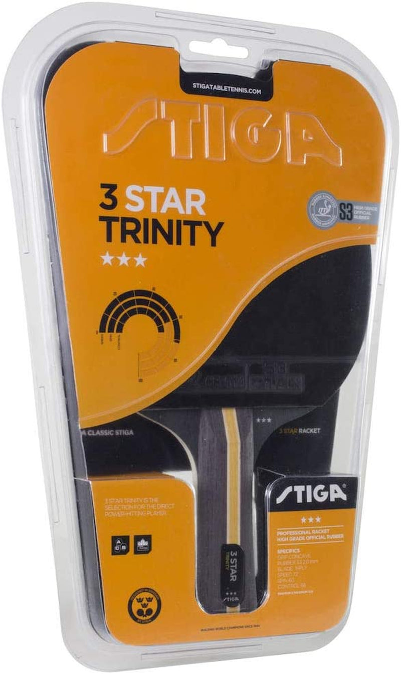 Professional title: " Trinity 3-Star Table Tennis Racket in Black and Red"