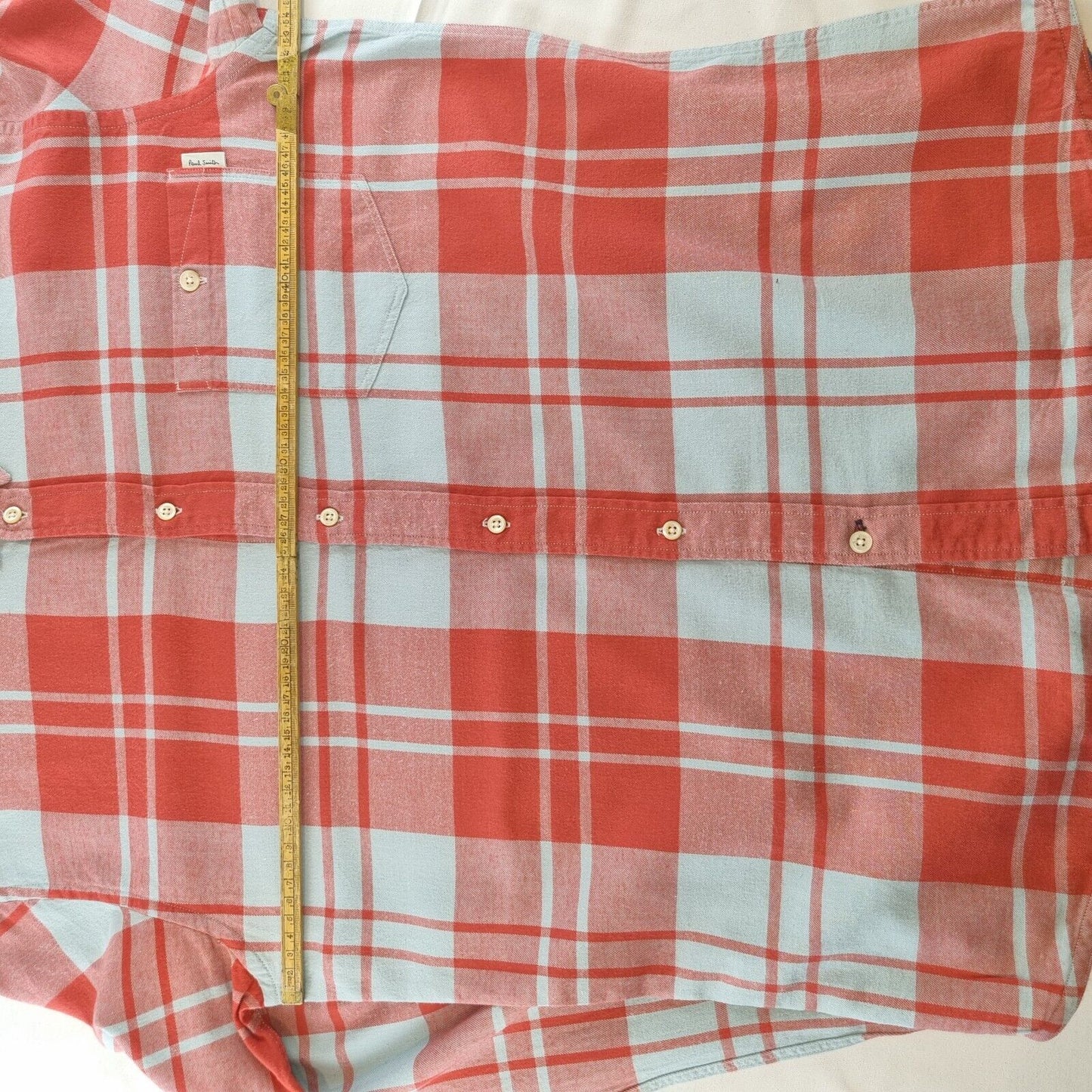 Paul Smith Mens Long Sleeve Checked Red/White Shirt Medium Button Collar Casual - Bonnie Lassio