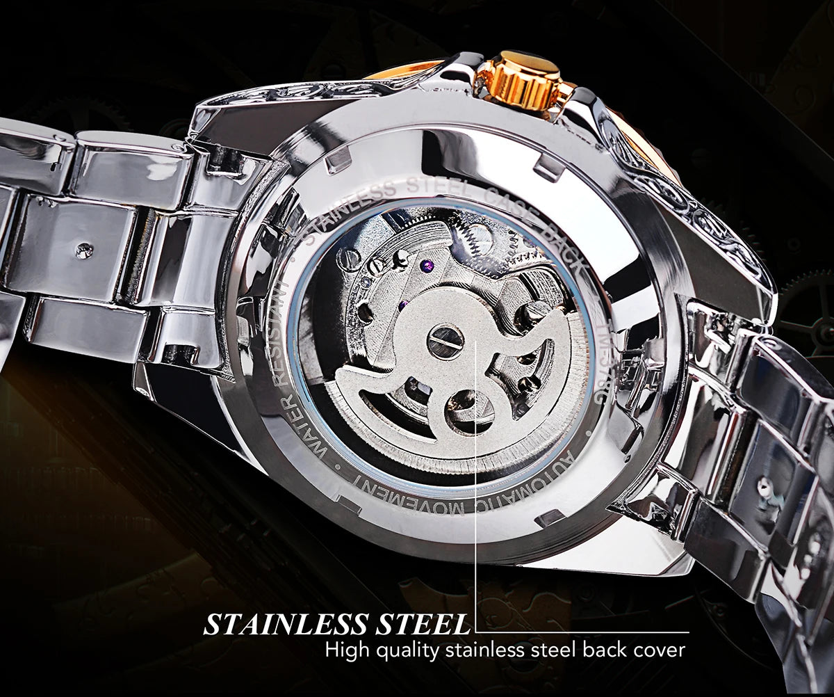 Men's Luxury Tourbillon Mechanical Wristwatch with Automatic Movement and Waterproof Design