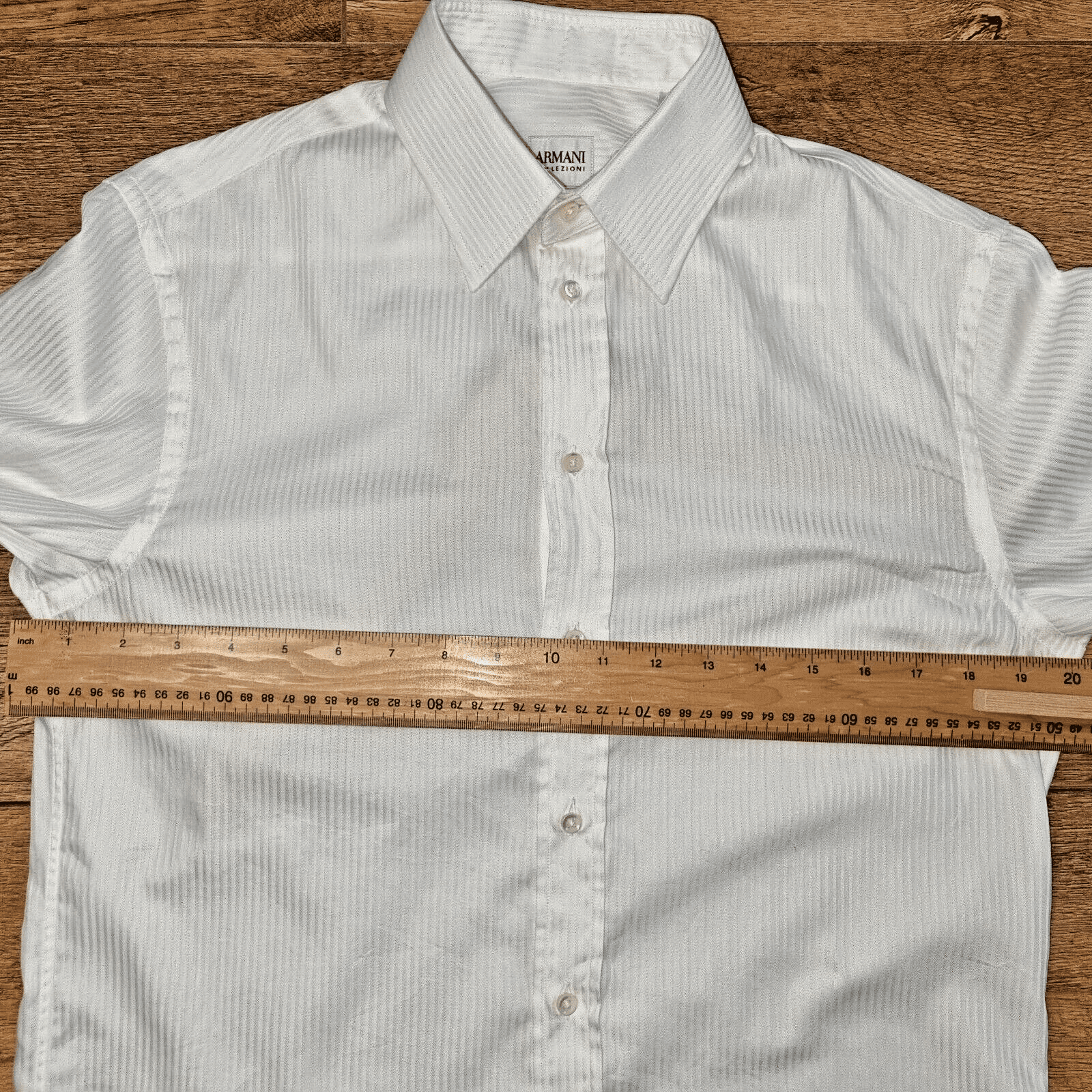 Armani Collezioni Luxury Shirt Mens Cream Contrast Small Classic Pinstripe Cuffs - Bonnie Lassio