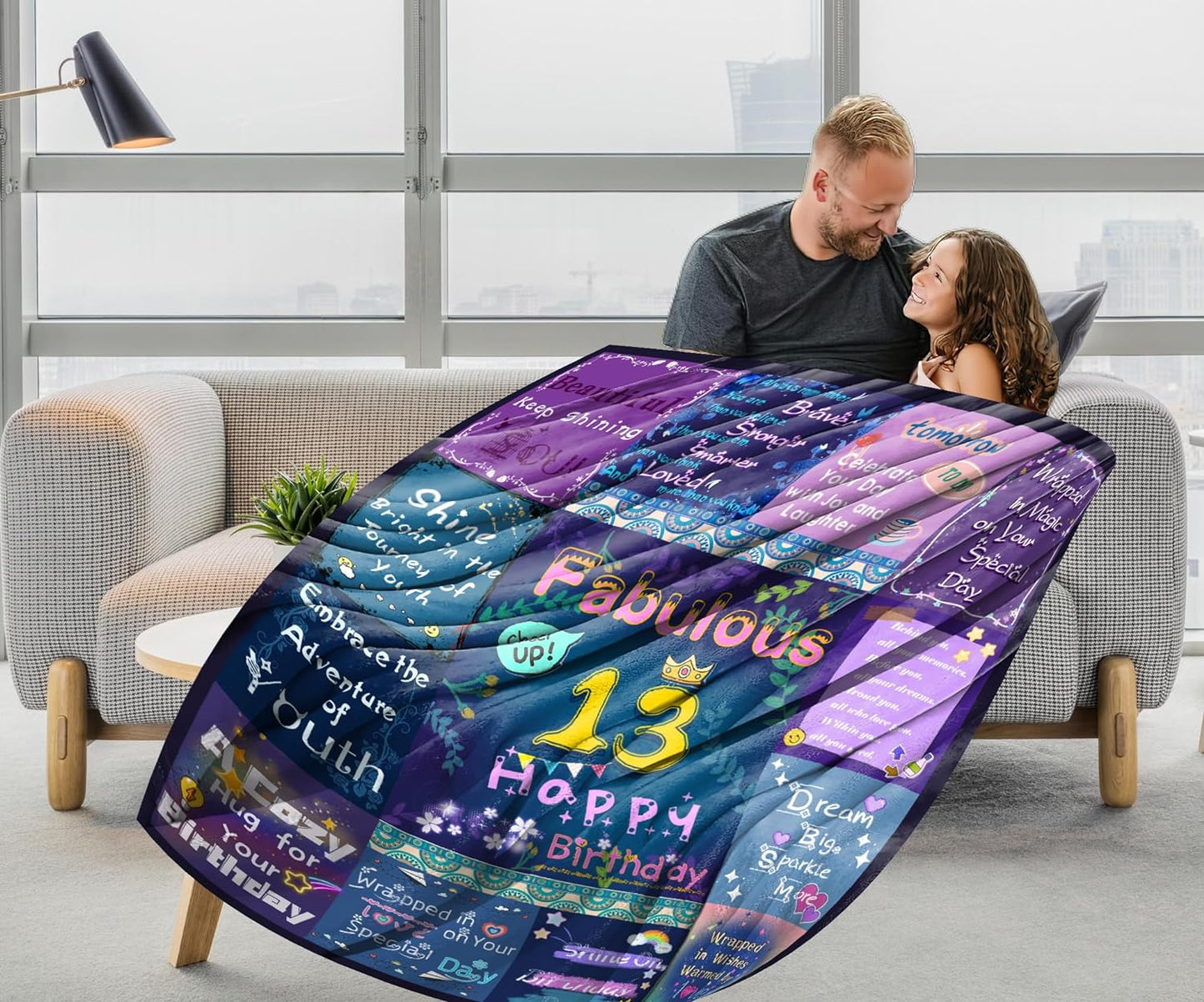 Professional title: " 13th Birthday Flannel Blanket Gift for Girls - 51x59 Inch, Ideal 13 Year Old Daughter Birthday Present (130x150 cm)"