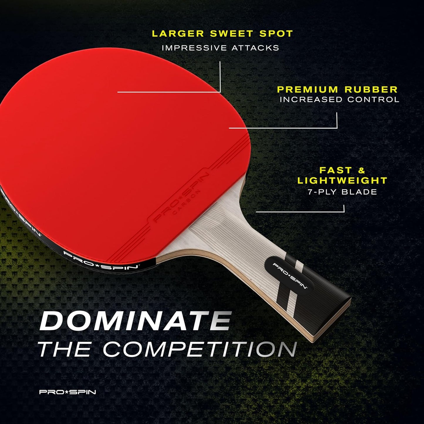 Professional Table Tennis Bat with Advanced Carbon Fibre Technology for Enhanced Control, Spin, and Power | High-Performance Ping Pong Paddle | Includes Premium Rubber Protector